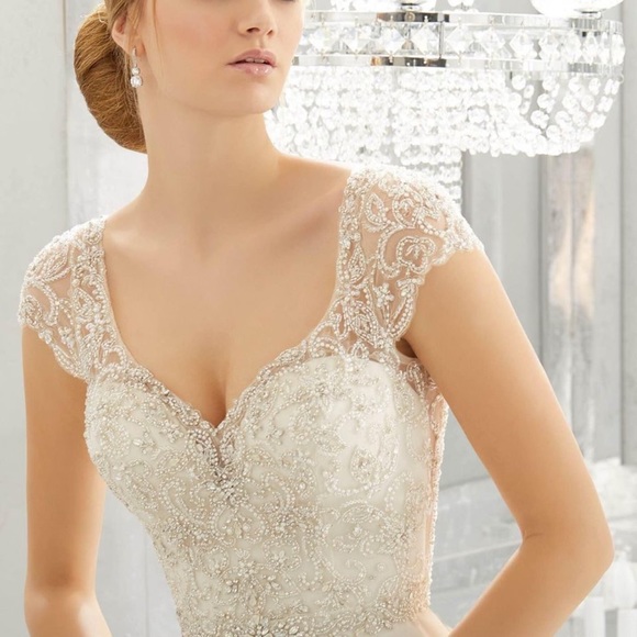 Morilee Wedding Dress, cathedral veil and headpiece. Size 4. - Picture 3 of 8